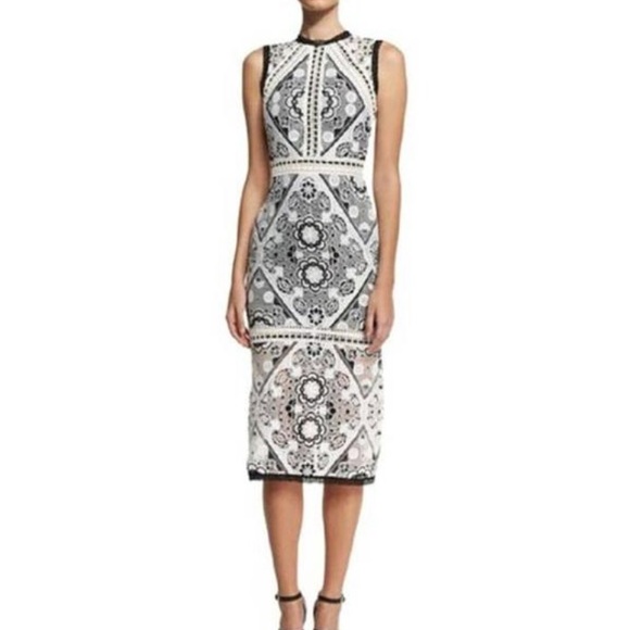 Alexis Keena Lace Overlay Midi Dress in Black and White. Size 0. - Picture 2 of 9